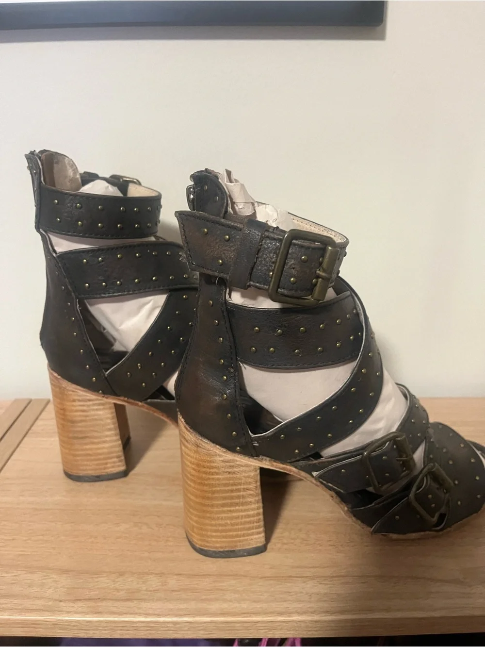 Freebird by Steven Black Studded Crisscross Strap Heels - Picture 4 of 7
